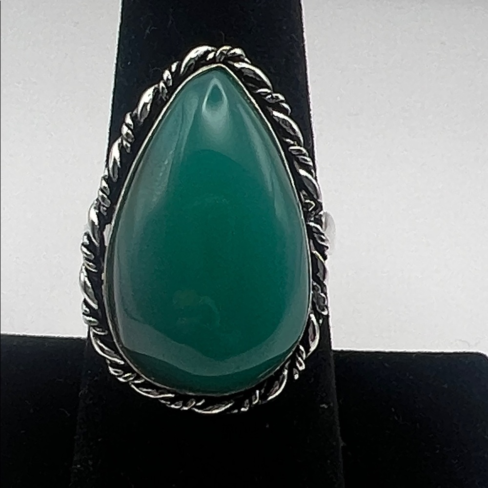 Aqua Chalcedony Cocktail Ring Size 8